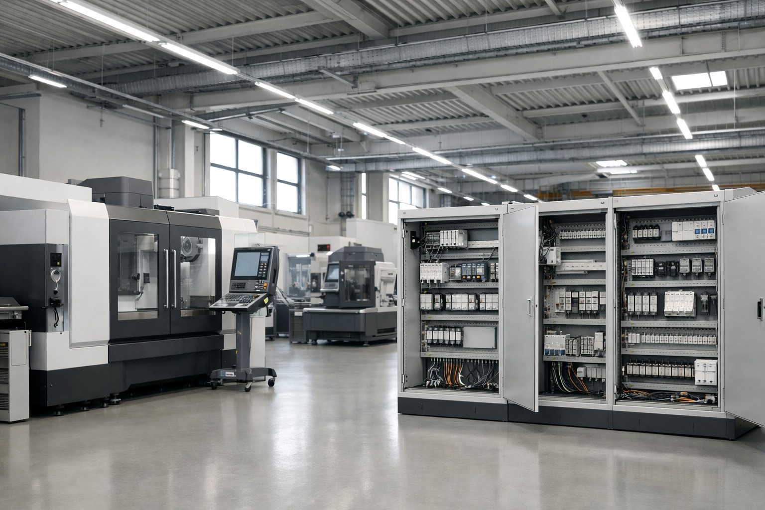 Elektroprüfung in einer Produktionshalle