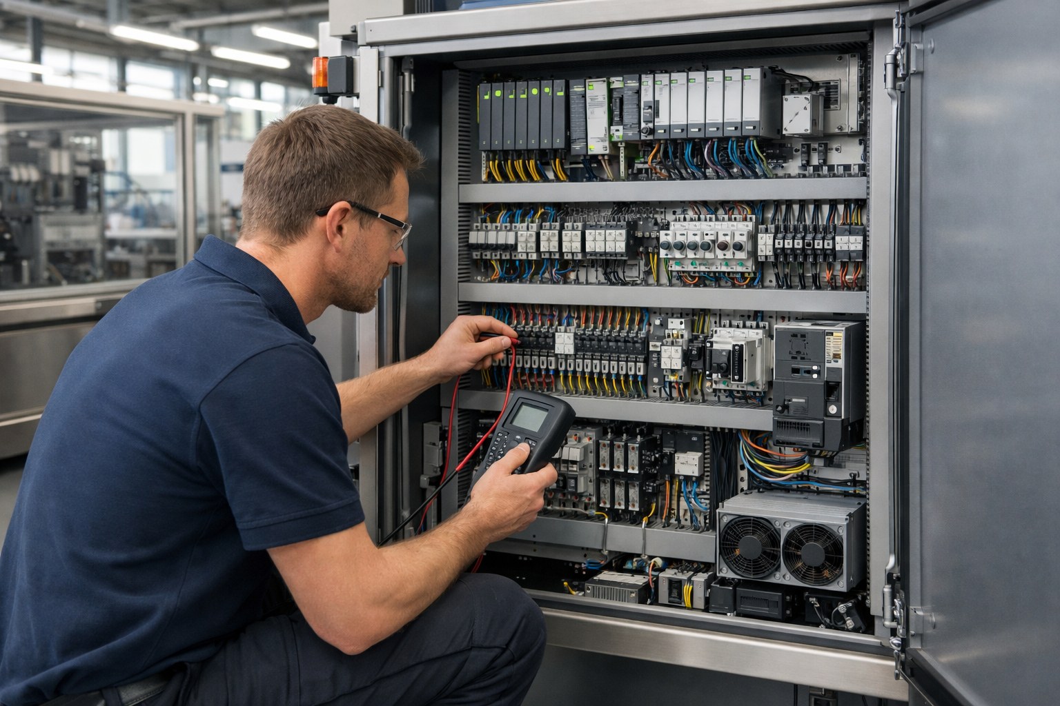 Prüfung der elektrischen Ausrüstung einer Produktionsmaschine