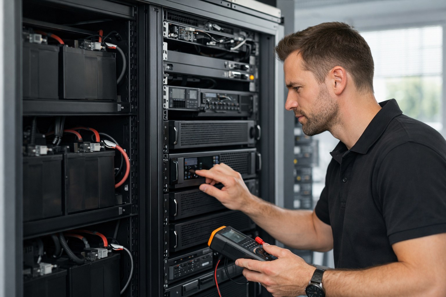 Prüfung der Stromversorgung in einem Serverraum