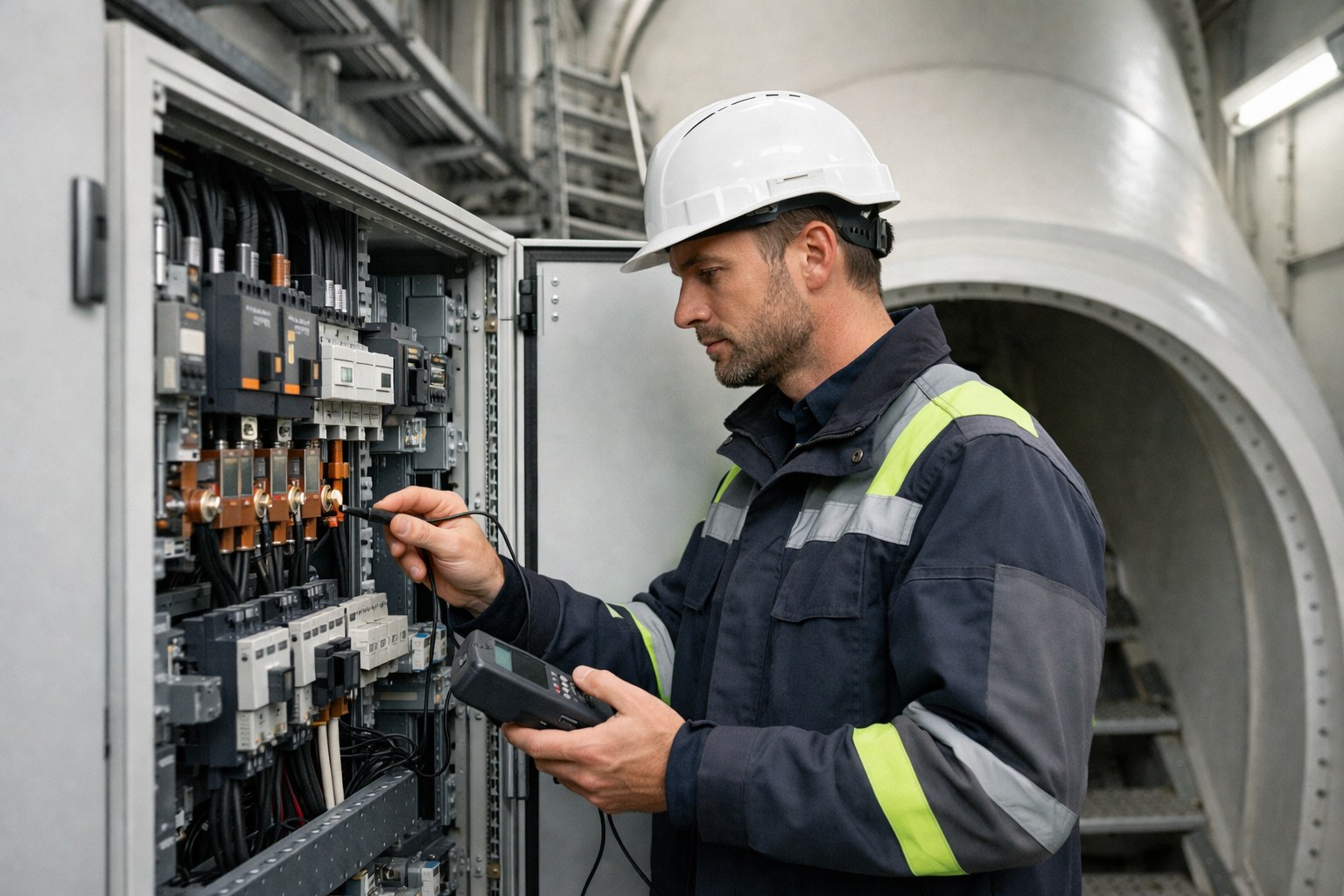 Prüfung der elektrischen Anlage in einer Windkraftanlage